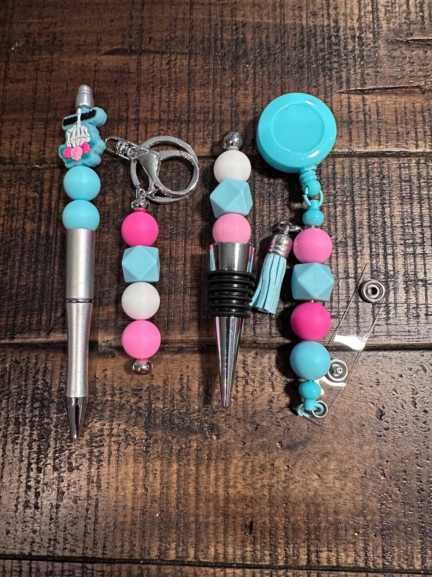 Beaded Sets (Pink Options)-Pen Keychain Lanyard Stopper
