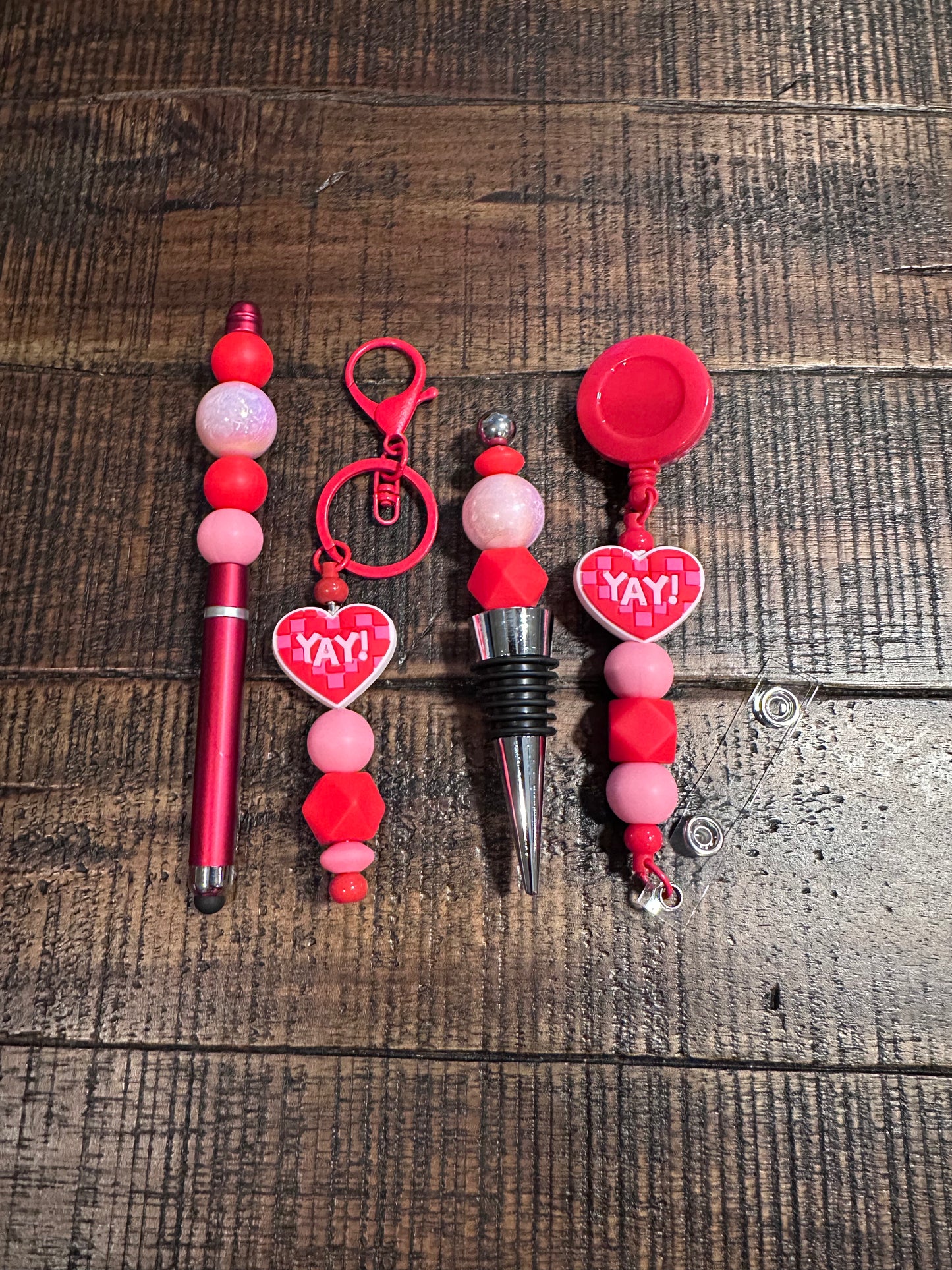 Beaded Sets (Red Options)-Pen Keychain Lanyard Stopper