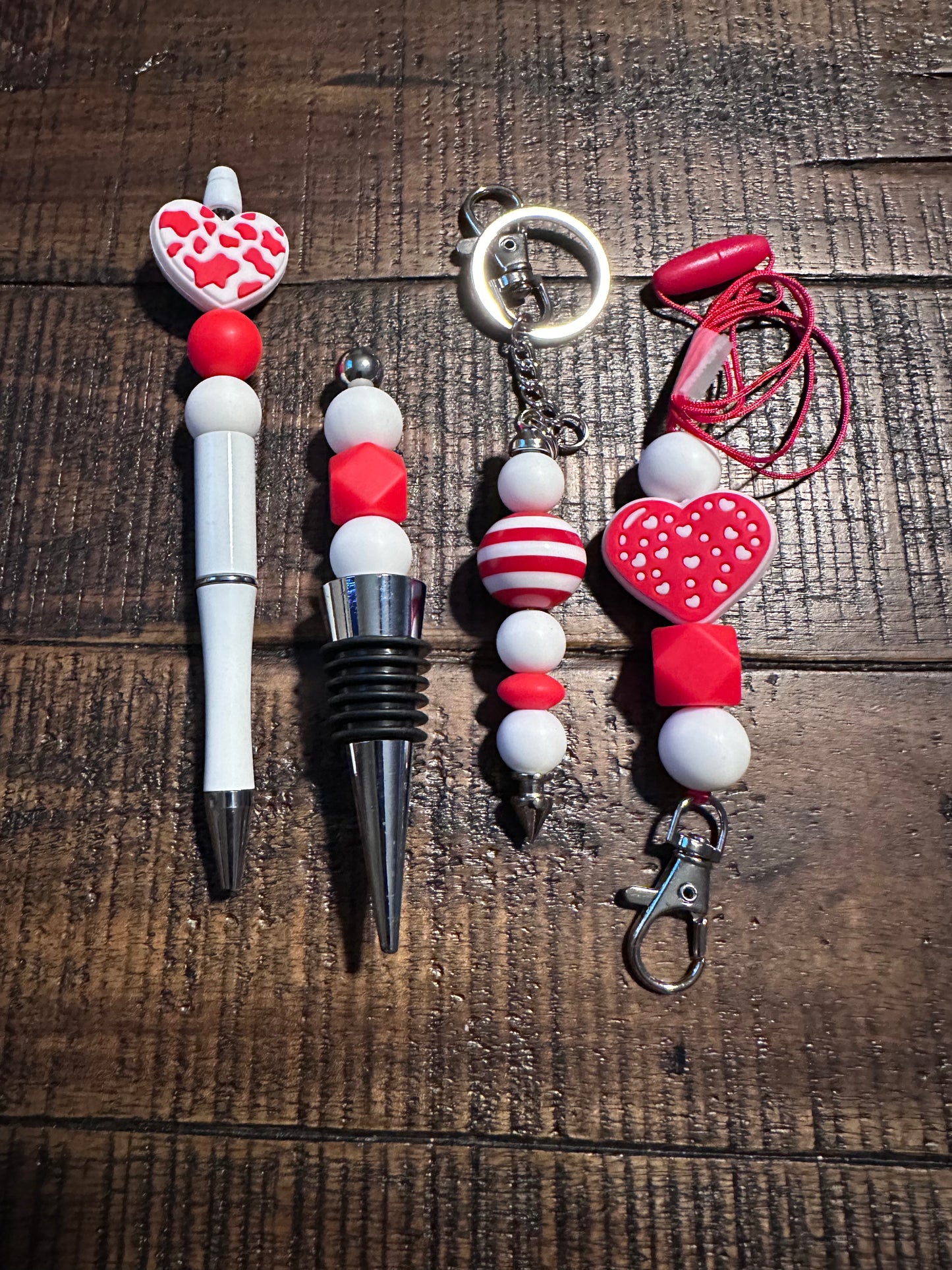 Beaded Sets (Red Options)-Pen Keychain Lanyard Stopper