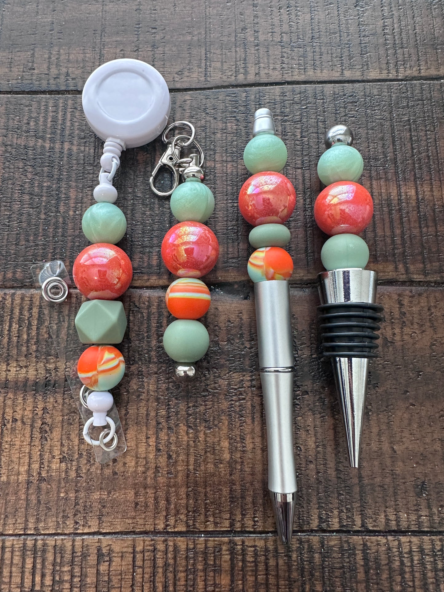 Beaded Sets (Green Options)-Pen Keychain Lanyard Stopper