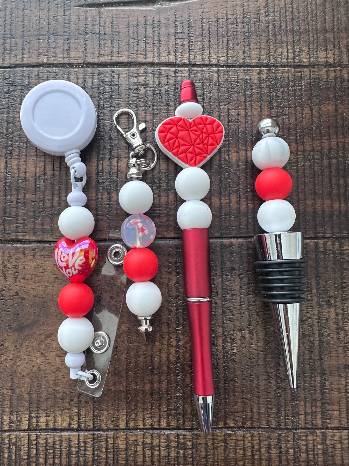 Beaded Sets (Red Options)-Pen Keychain Lanyard Stopper