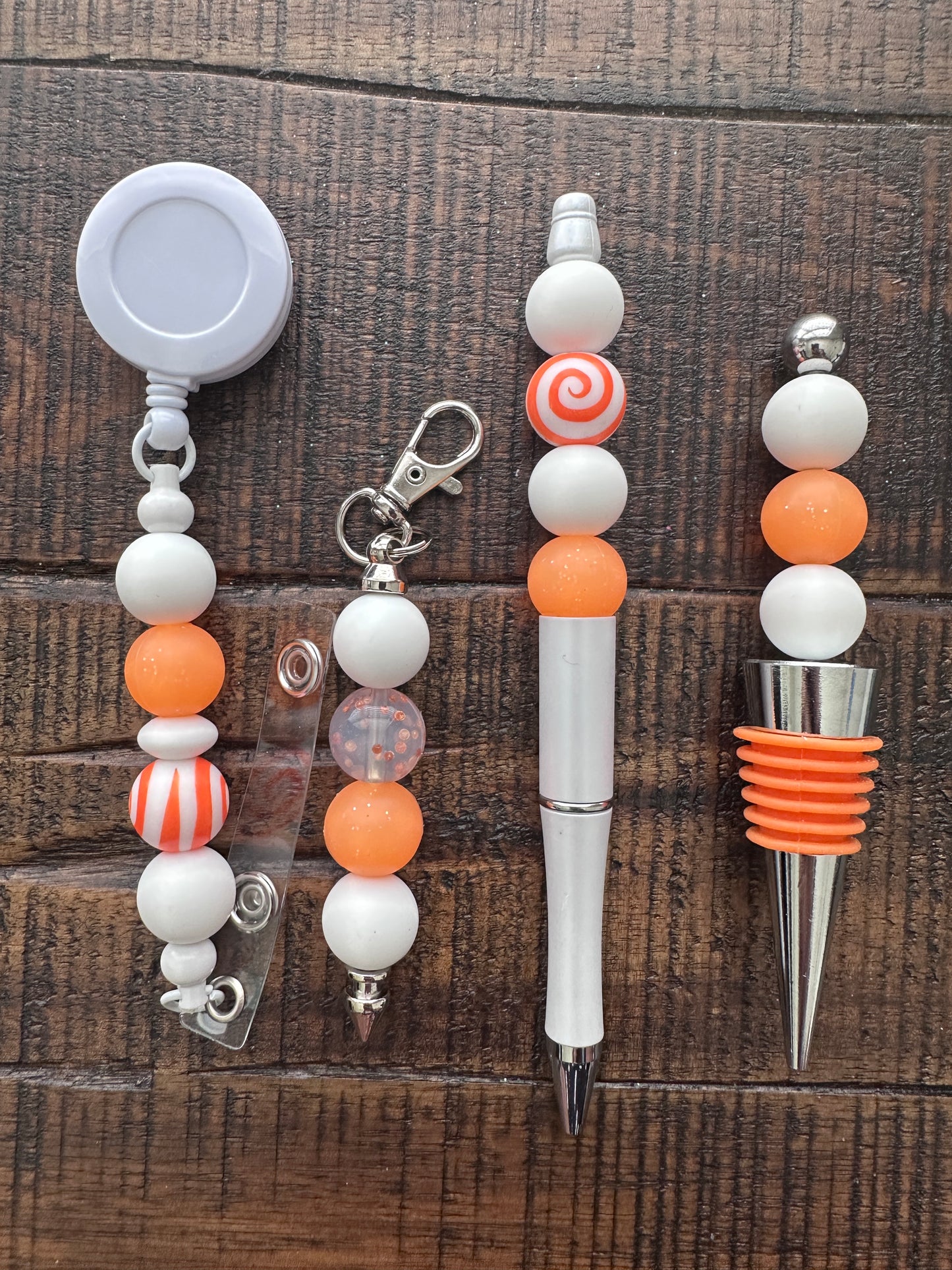 Beaded Sets (Orange Options)-Pen Keychain Lanyard Stopper