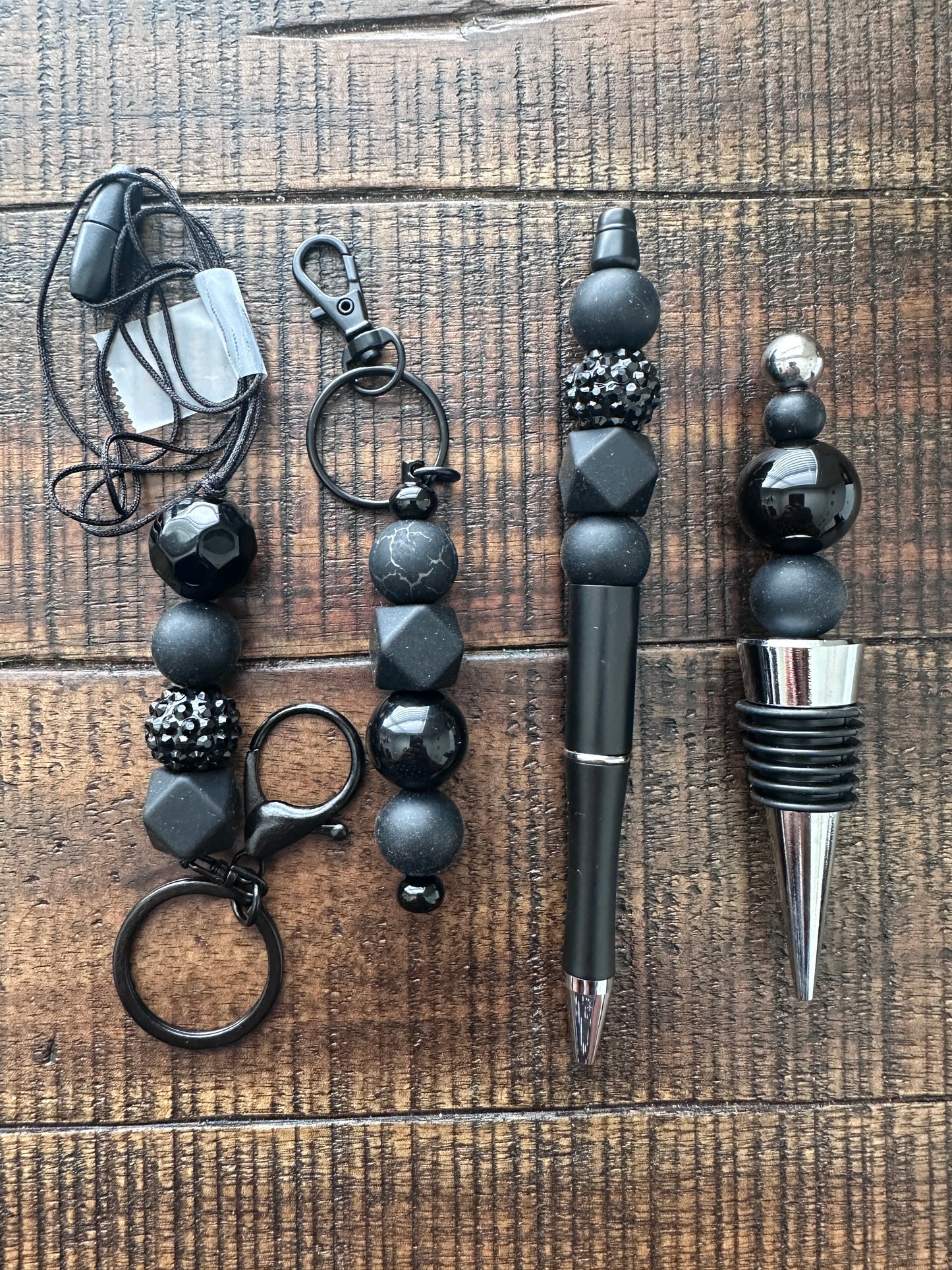 Beaded Sets (Black Options)-Pen Keychain Lanyard Stopper