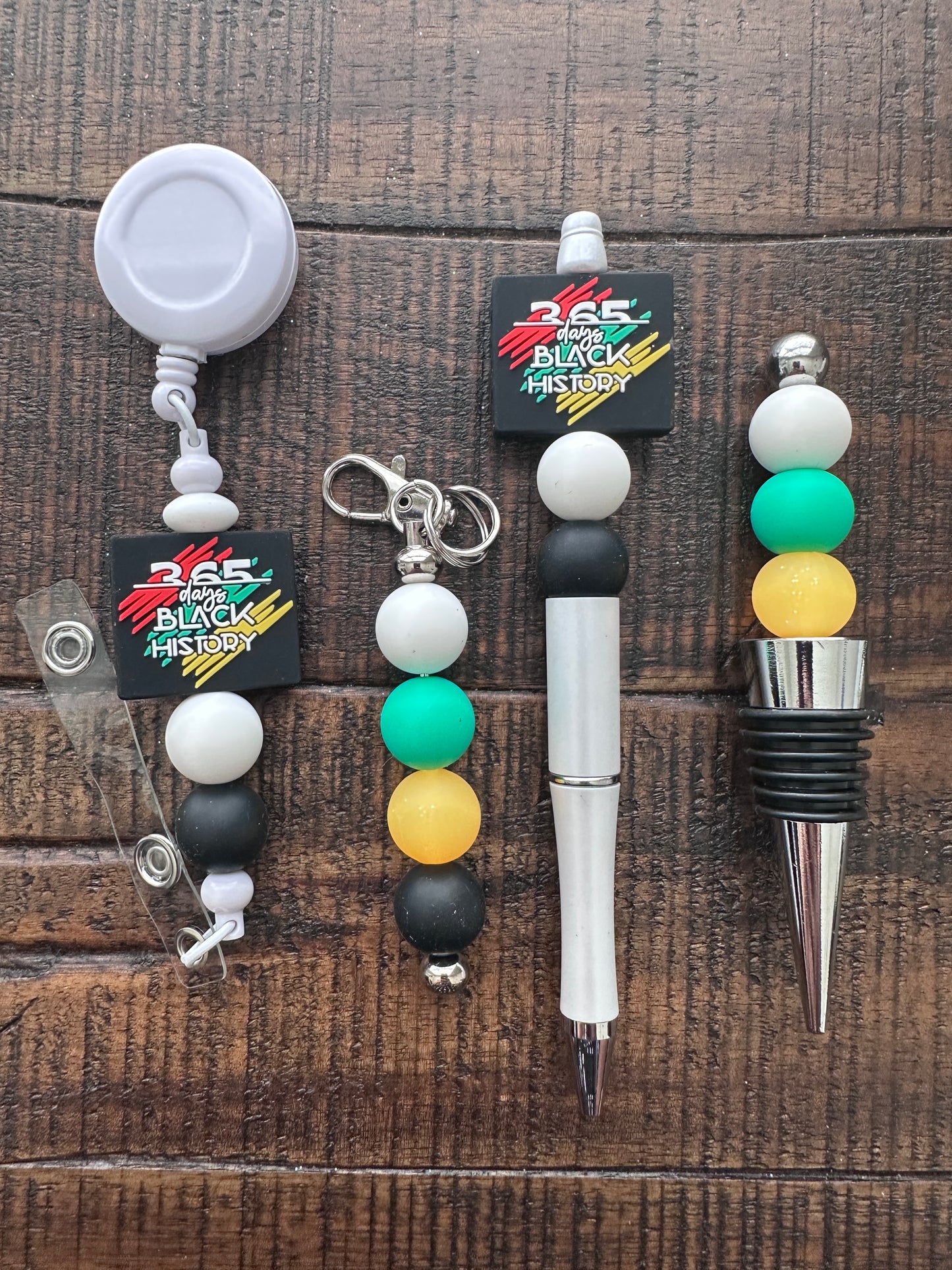 Beaded Sets (White Options)-Pen Keychain Lanyard Stopper