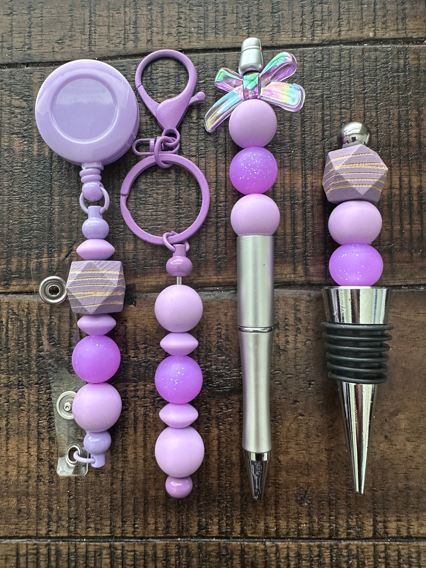 Beaded Sets (Purple Options)-Pen Keychain Lanyard Stopper