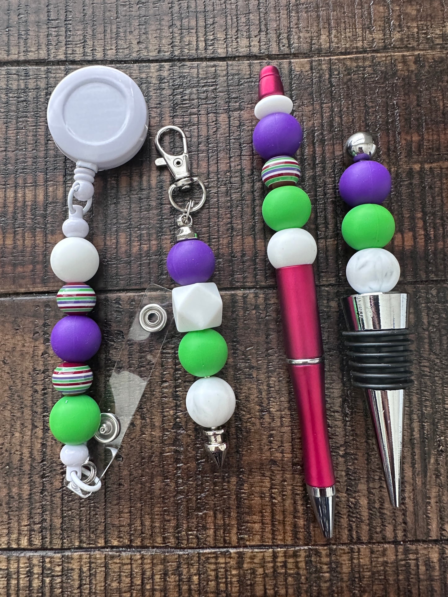 Beaded Sets (White Options)-Pen Keychain Lanyard Stopper