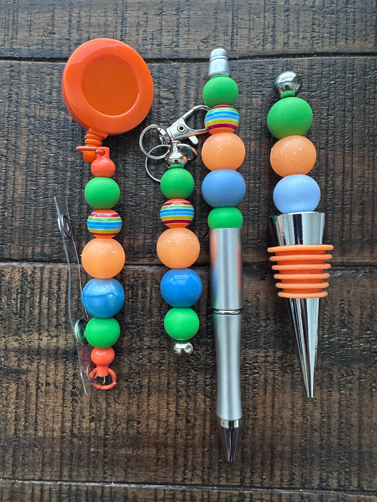 Beaded Sets (Orange Options)-Pen Keychain Lanyard Stopper