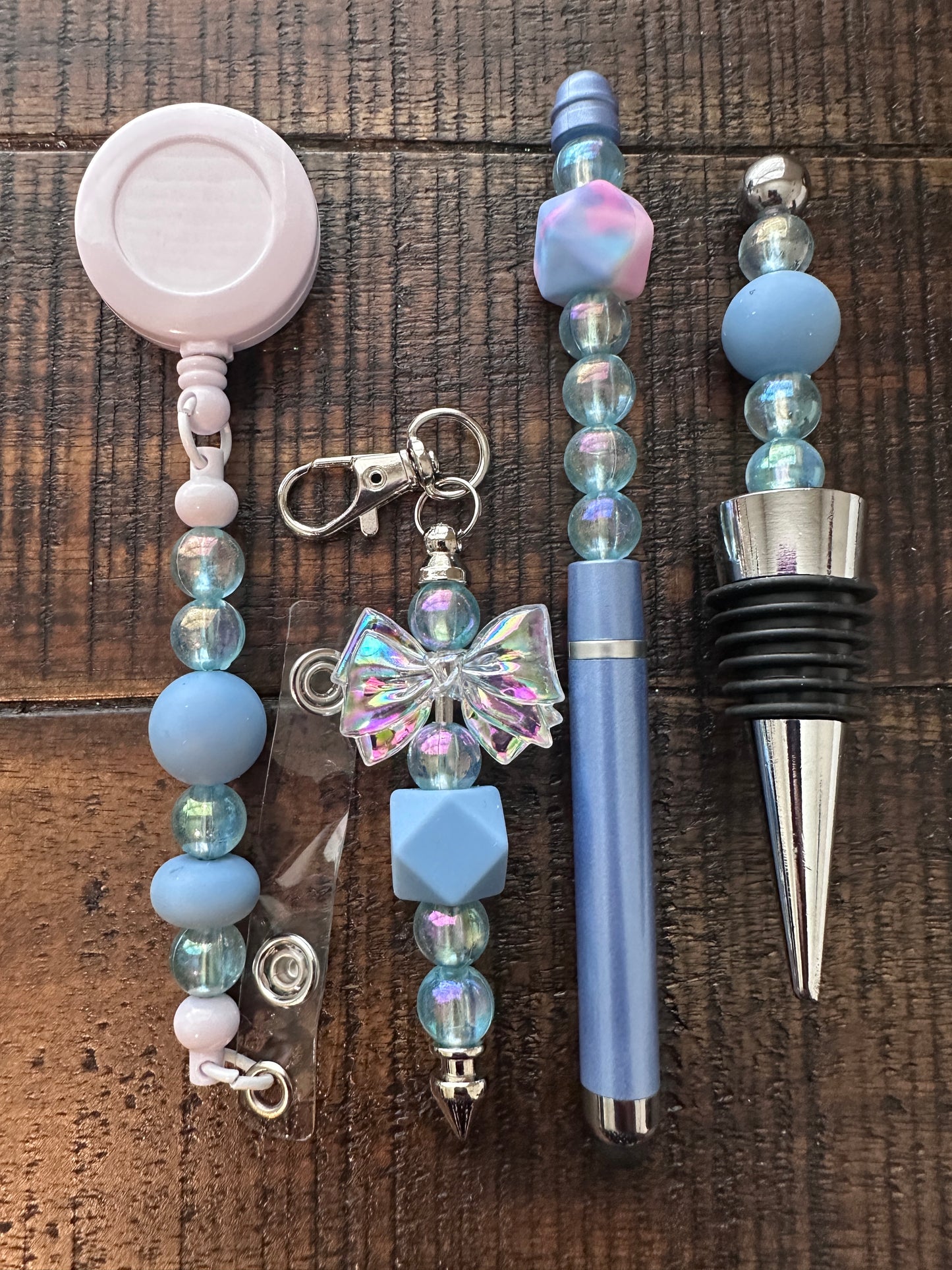 Beaded Sets (Blue Options)-Pen Keychain Lanyard Stopper