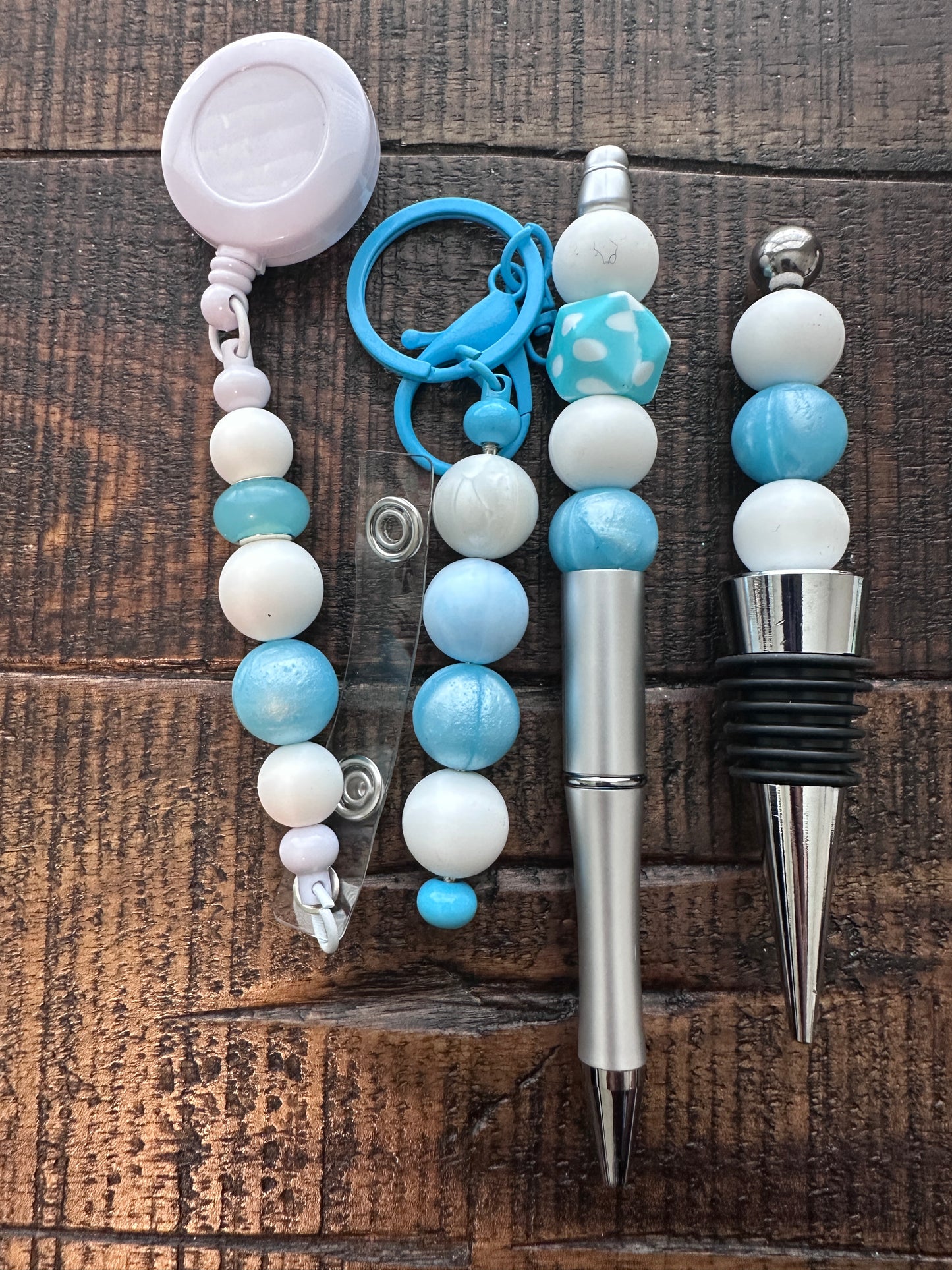 Beaded Sets (White Options)-Pen Keychain Lanyard Stopper