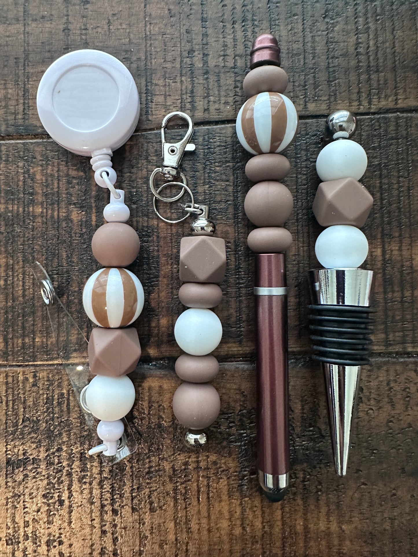 Beaded Sets (Brown Options)-Pen Keychain Lanyard Stopper