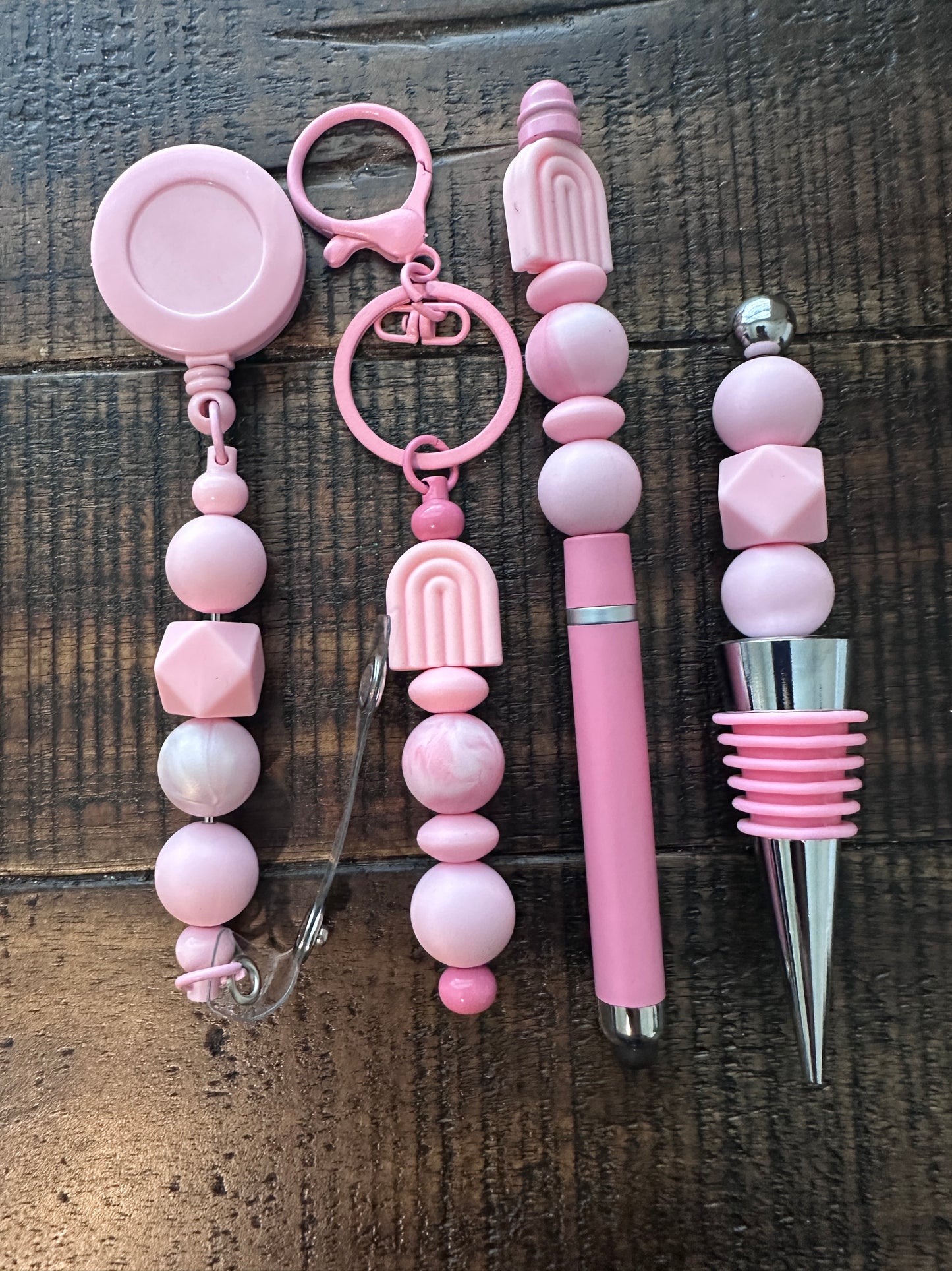 Beaded Sets (Pink Options)-Pen Keychain Lanyard Stopper