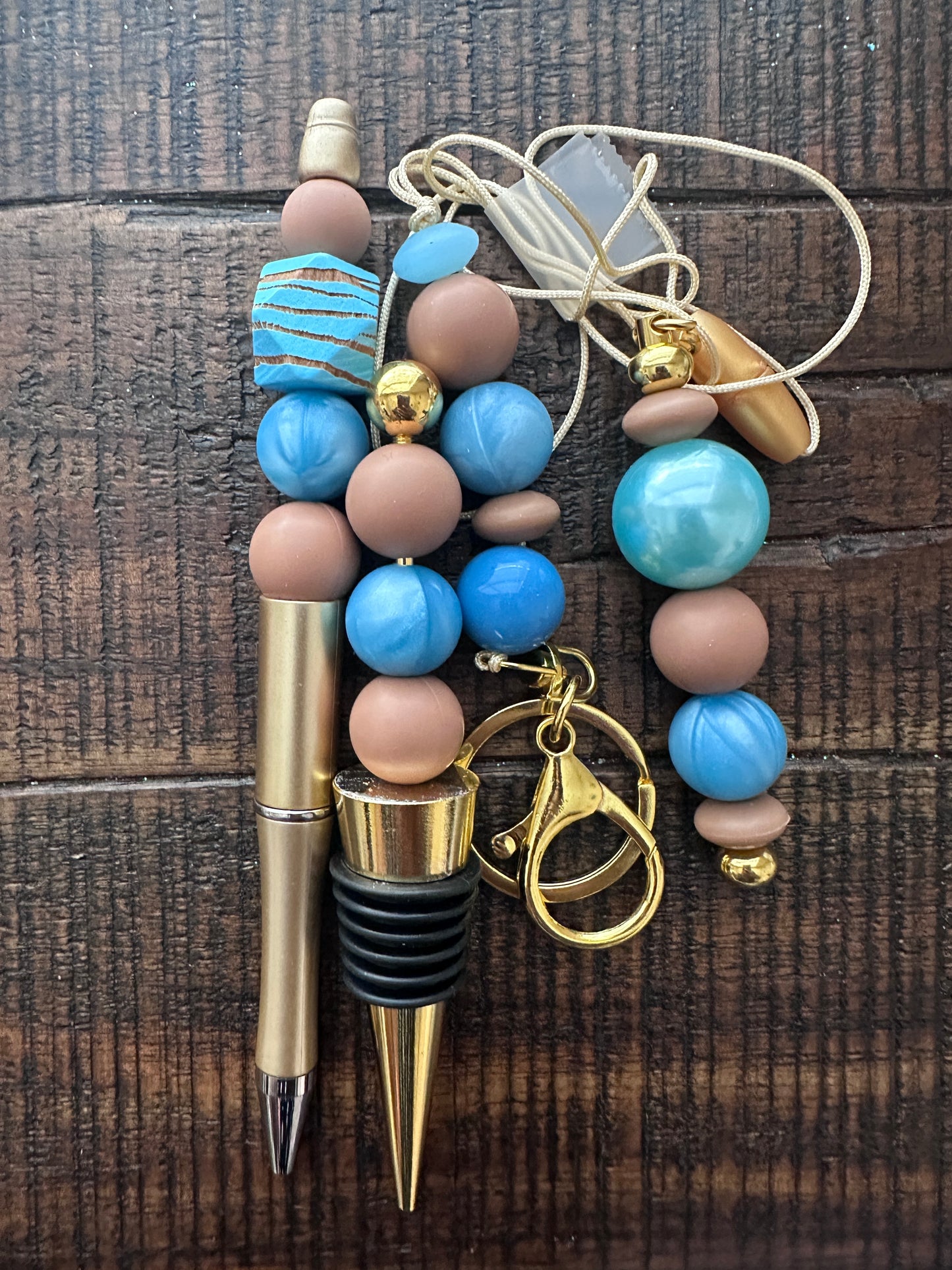 Beaded Sets (Blue Options)-Pen Keychain Lanyard Stopper